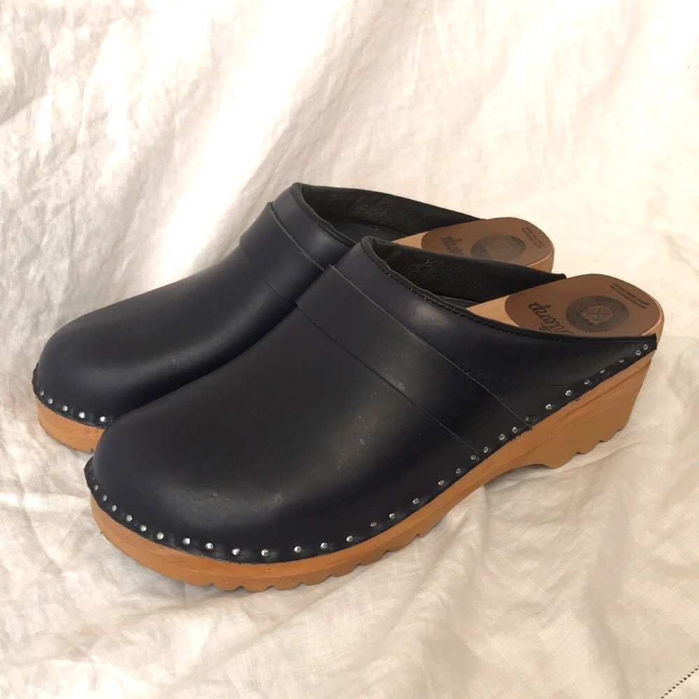Troentorp Swedish Classic Slip on Clogs in Dark Navy Blue EUR 40